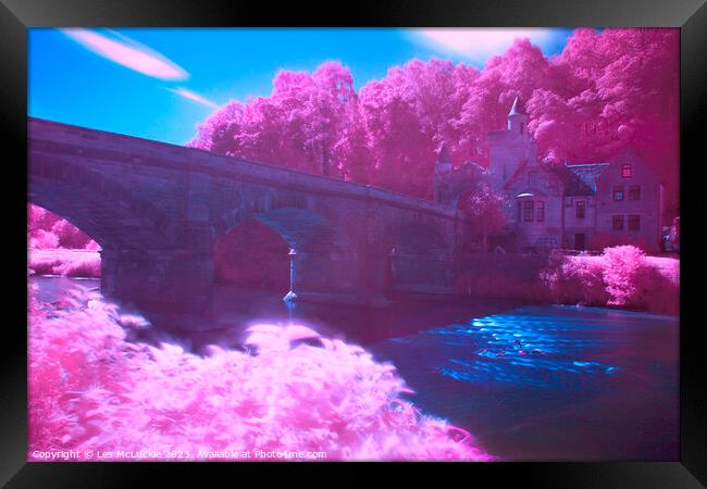 Infrared Landscape Castle home Framed Print by Les McLuckie