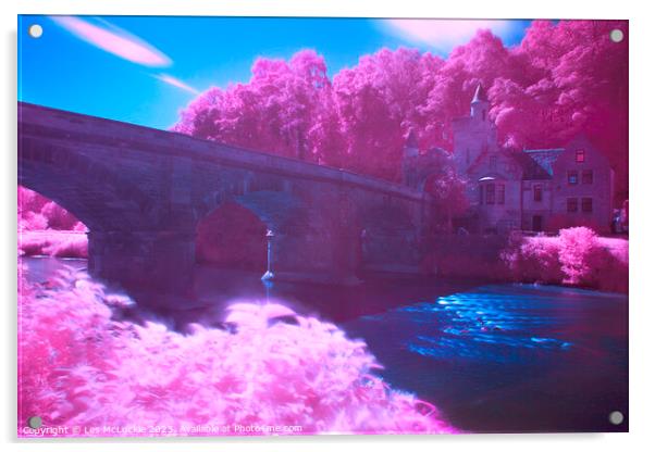 Infrared Landscape Castle home Acrylic by Les McLuckie