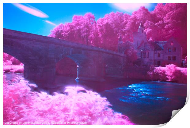 Infrared Landscape Castle home Print by Les McLuckie