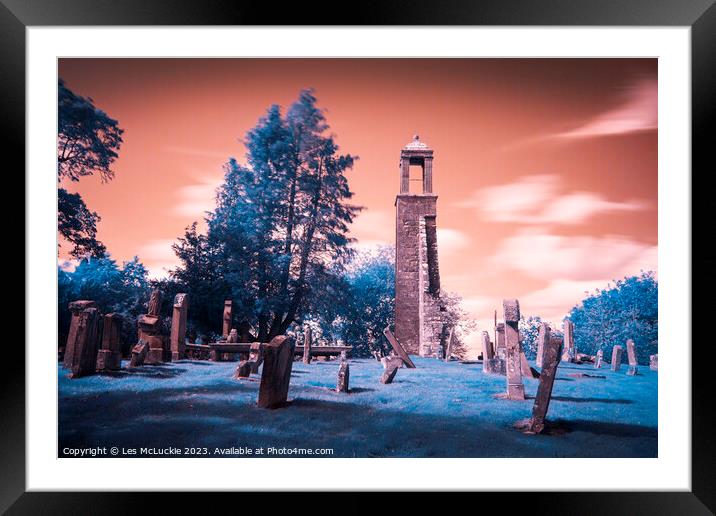 Infrared Churchyard Framed Mounted Print by Les McLuckie