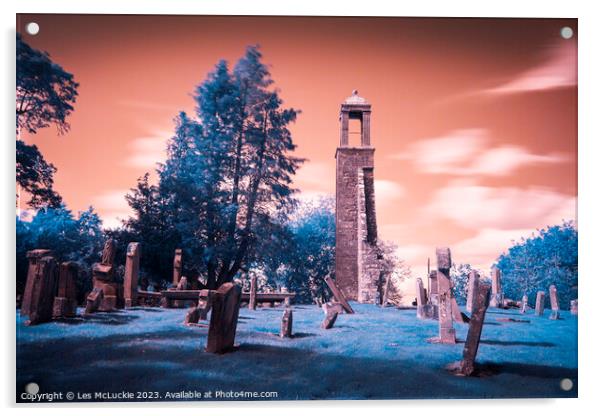 Infrared Churchyard Acrylic by Les McLuckie