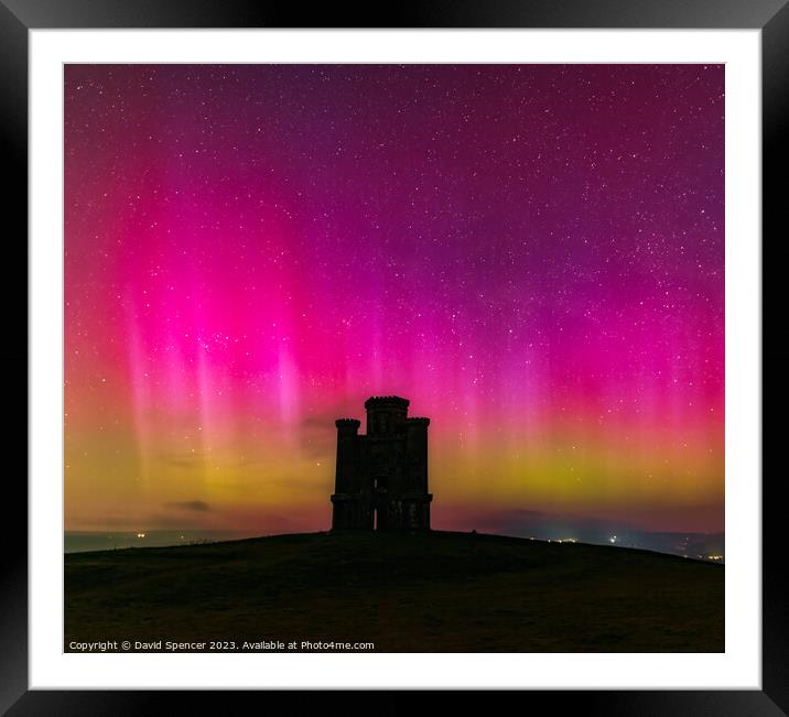 Northern Lights Paxtons Tower  Framed Mounted Print by David Spencer