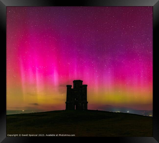 Northern Lights Paxtons Tower  Framed Print by David Spencer