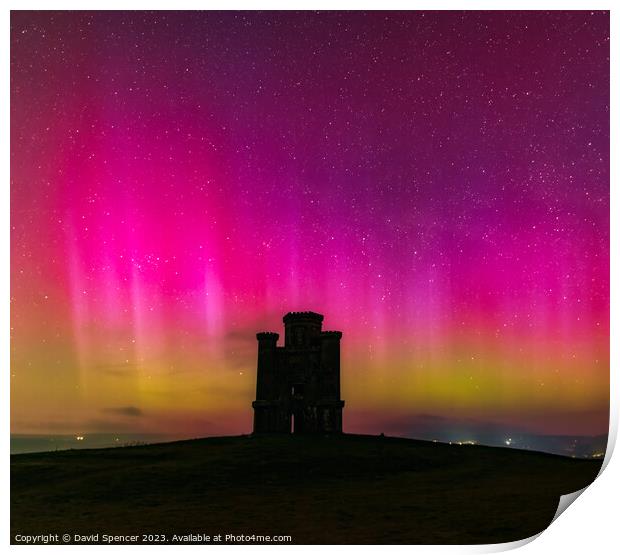 Northern Lights Paxtons Tower  Print by David Spencer