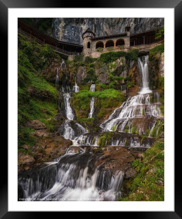 St Beatus Waterfall Switzerland  Framed Mounted Print by David Spencer