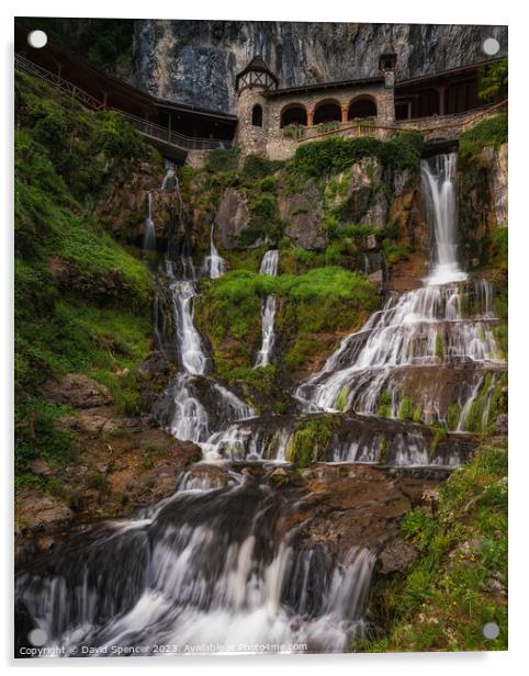 St Beatus Waterfall Switzerland  Acrylic by David Spencer