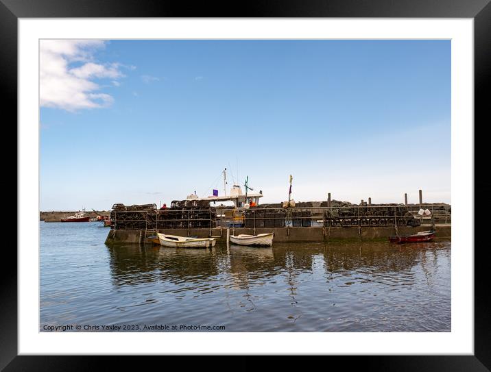 Fishing boats in Staithes harbour Framed Mounted Print by Chris Yaxley