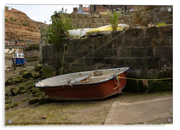 Boat in Staithes Acrylic by Chris Yaxley