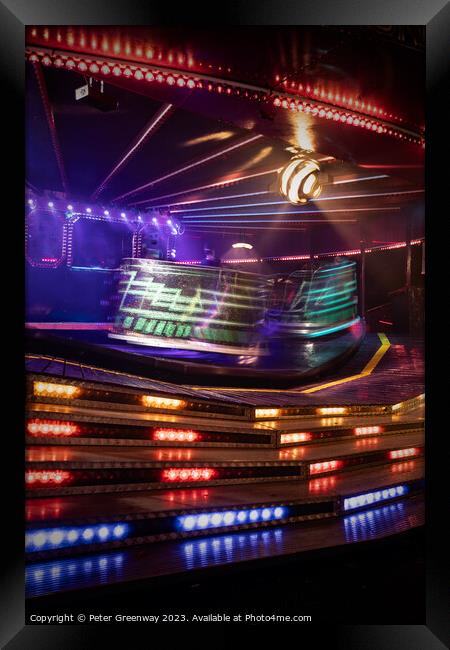 Heart Stopping 'Waltzer' Ride At The Annual Street Fair In St Giles, Oxford Framed Print by Peter Greenway