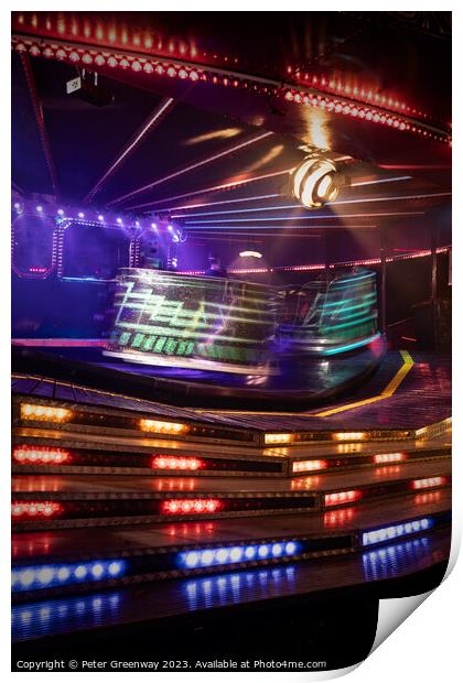 Heart Stopping 'Waltzer' Ride At The Annual Street Fair In St Giles, Oxford Print by Peter Greenway