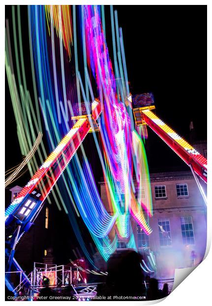 The 'Vortex' Ride At The Historic Annual Street Fair In St Giles, Oxford Print by Peter Greenway