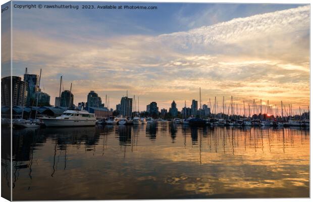 Sunset over Vancouver Skyline Canvas Print by rawshutterbug 