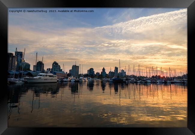Sunset over Vancouver Skyline Framed Print by rawshutterbug 
