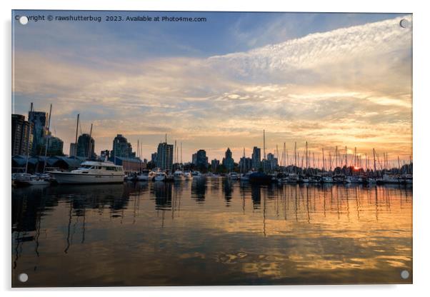 Sunset over Vancouver Skyline Acrylic by rawshutterbug 