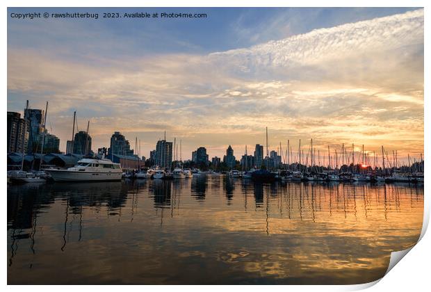 Sunset over Vancouver Skyline Print by rawshutterbug 