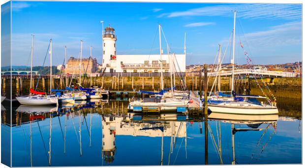 Scarborough Lighthouse Reflections Canvas Print by Tim Hill