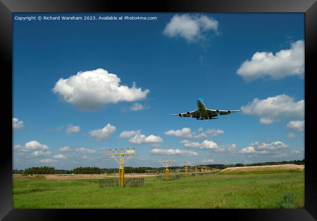 KLM Boeing 747 landing Framed Print by Richard Wareham