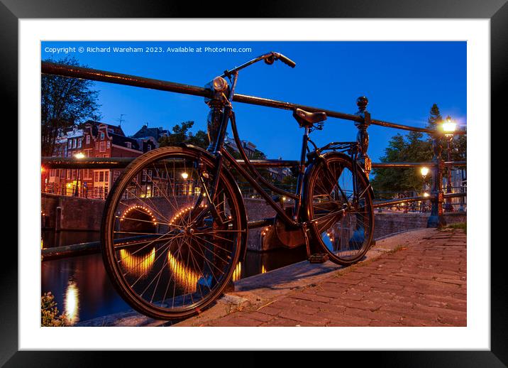 Amsterdam canals at dusk Framed Mounted Print by Richard Wareham