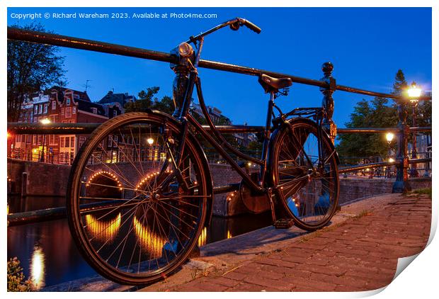 Amsterdam canals at dusk Print by Richard Wareham