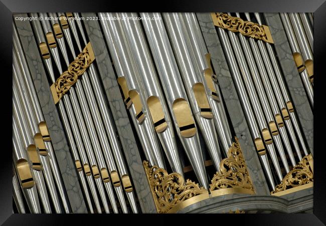 Church organ pipes. Framed Print by Richard Wareham