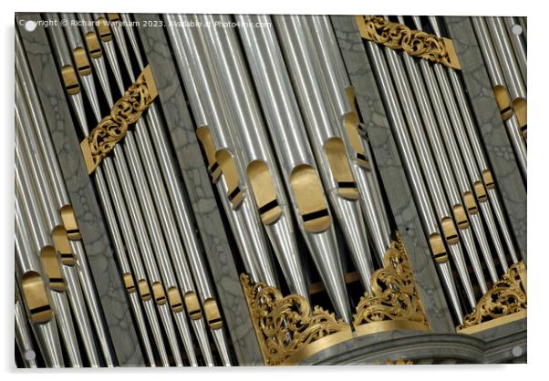 Church organ pipes. Acrylic by Richard Wareham