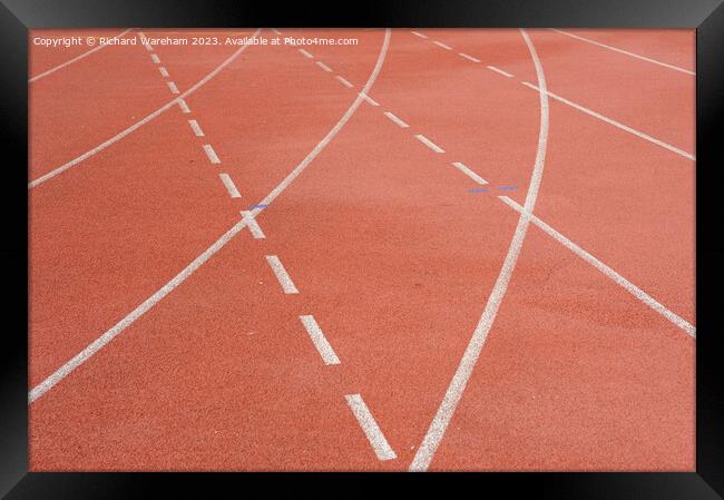 Athletics track. Curve. Framed Print by Richard Wareham