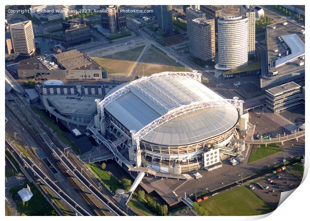 Aerial view of the Amsterdam Arena Print by Richard Wareham