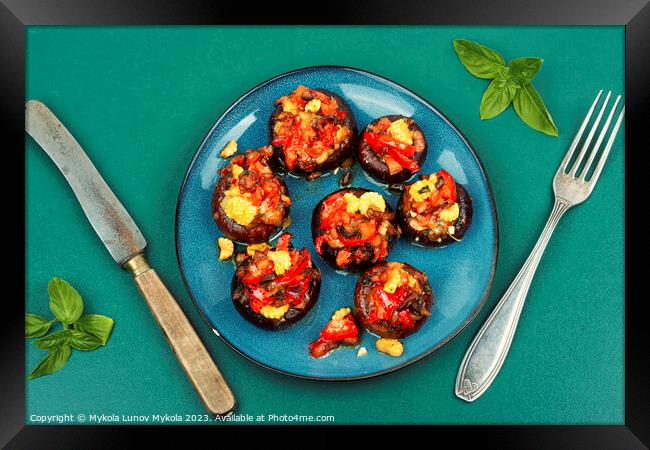 Baked stuffed mushroom caps Framed Print by Mykola Lunov Mykola