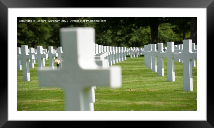 American military graveyard Framed Mounted Print by Richard Wareham