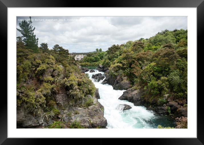 Taupo New Zealand Aratiatia Dam and waterfalls Framed Mounted Print by Richard Wareham