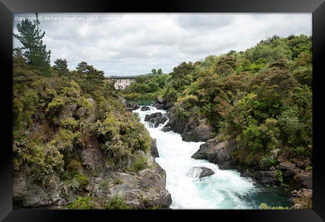 Taupo New Zealand Aratiatia Dam and waterfalls Framed Print by Richard Wareham