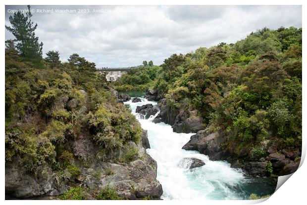Taupo New Zealand Aratiatia Dam and waterfalls Print by Richard Wareham
