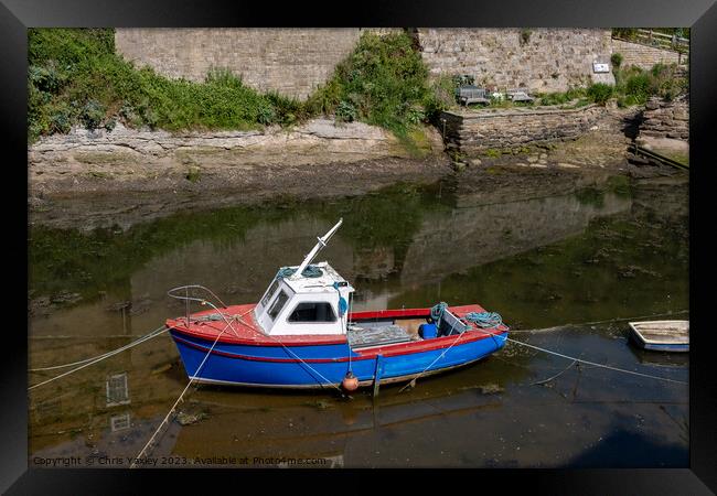 Staithes fishing boat Framed Print by Chris Yaxley