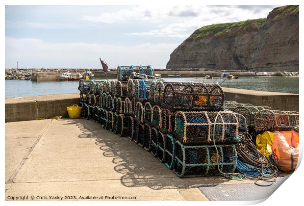 Fishing in Staithes Print by Chris Yaxley