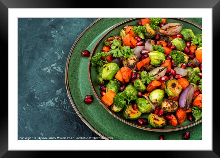 Salad with fried vegetables, vegetarian food. Framed Mounted Print by Mykola Lunov Mykola
