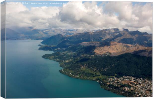 Aerial View Lake Wakatipu Canvas Print by Richard Wareham