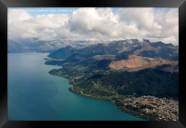 Aerial View Lake Wakatipu Framed Print by Richard Wareham