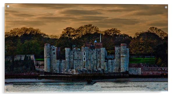 Upnor Castle Kent Sunset Acrylic by Dawn O'Connor