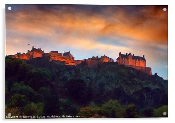 Serene Castle Amidst Clouded Skies Edinburgh castl Acrylic by dale rys (LP)