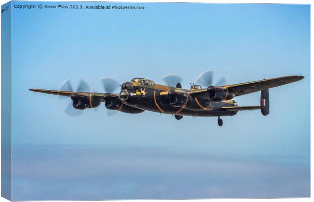 In Flight: Lancaster Bomber Above Sussex Canvas Print by Kevin Elias