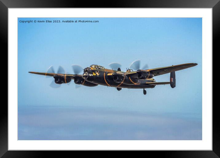 In Flight: Lancaster Bomber Above Sussex Framed Mounted Print by Kevin Elias
