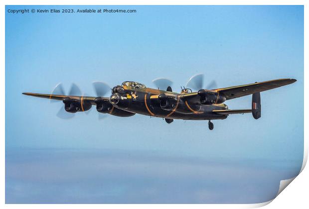 In Flight: Lancaster Bomber Above Sussex Print by Kevin Elias