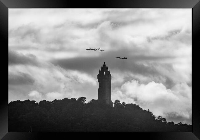Red arrows flying over Wallace monument  Framed Print by Jade Scott