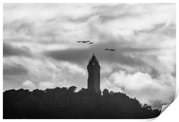 Red arrows flying over Wallace monument  Print by Jade Scott