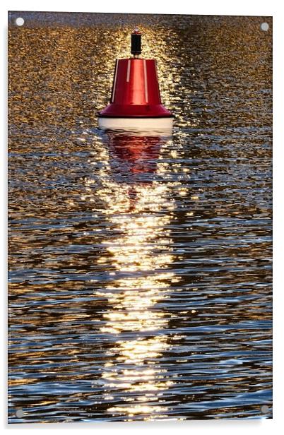 A Bright Red Buoy Acrylic by Anne Macdonald
