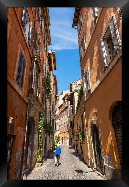 Narrow Street In City Of Rome Framed Print by Artur Bogacki