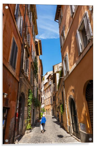 Narrow Street In City Of Rome Acrylic by Artur Bogacki