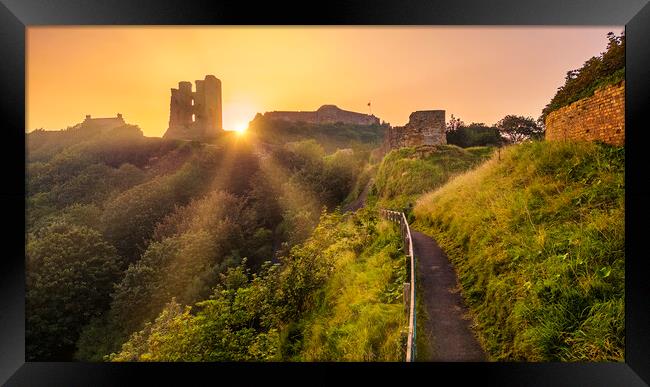 Scarborough Castle Sunrise Framed Print by Tim Hill