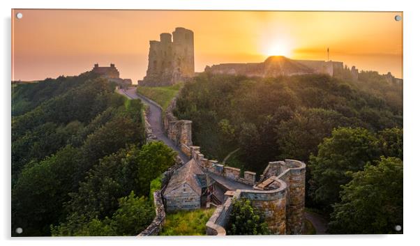 Scarborough Castle Sunrise Acrylic by Tim Hill