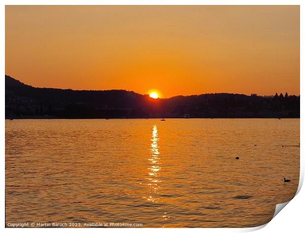 Lake Lucerne sunset Print by Martin Baroch